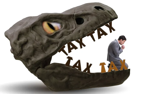 Empresário nas mandíbulas de altos impostos — Fotografia de Stock
