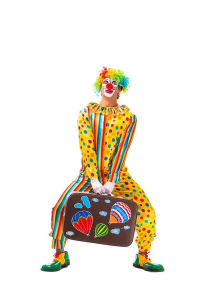 Mannelijke clown geïsoleerd op wit — Stockfoto