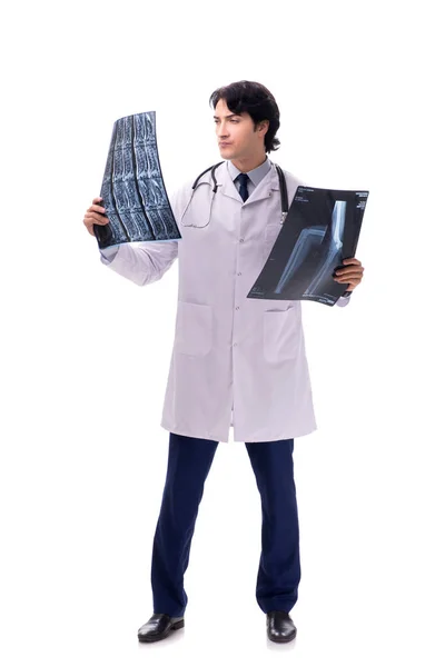 Young handsome doctor radiologist isolated in white — Stock Photo, Image