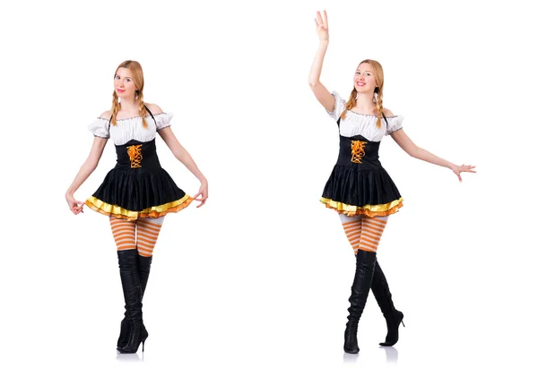 Oktoberfest concept with woman on white — Stock Photo, Image