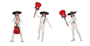 Beyaz izole Meksikalı gitarist