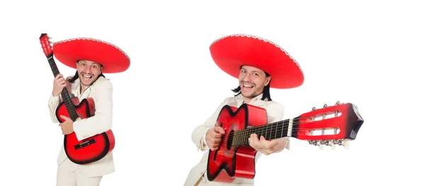 Μεξικού κιθαρίστας που απομονώνονται σε λευκό — Φωτογραφία Αρχείου