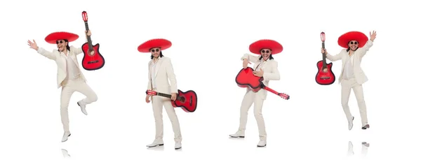 Mexikansk gitarrspelare isolerad på vit — Stockfoto