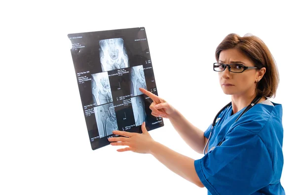 Female doctor radiologist isolated on white — Stock Photo, Image