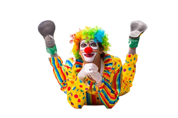 Männlicher Clown isoliert auf weiß — Stockfoto