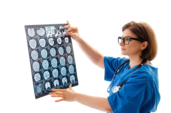 Médica Radiologista Isolado Branco — Fotografia de Stock