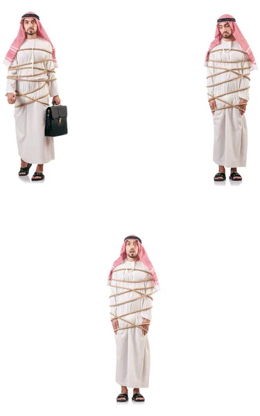 Arab człowiek związany z liny — Zdjęcie stockowe