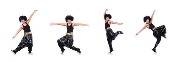 Danseuse en perruque afro isolée sur blanc — Photo