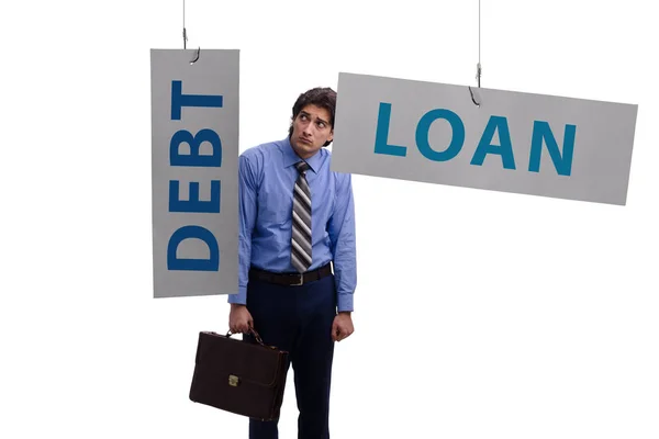 Homme d'affaires endetté et concept de prêt — Photo
