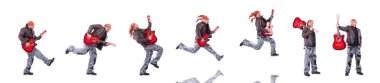 Gitarist beyaz üzerine izole