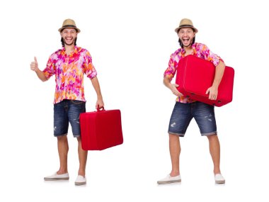 Seyahat konsepti beyaz bavullu