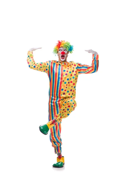 Grappige Clown Geïsoleerd Witte Achtergrond — Stockfoto