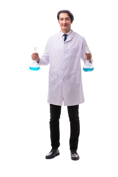白人背景的年轻化学家 — 图库照片