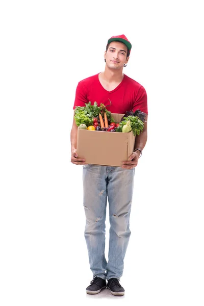 Conceito de entrega de compras isolado no fundo branco — Fotografia de Stock