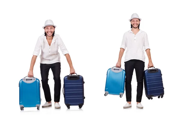 Travel vacation concept with luggage on white — Stock Photo, Image