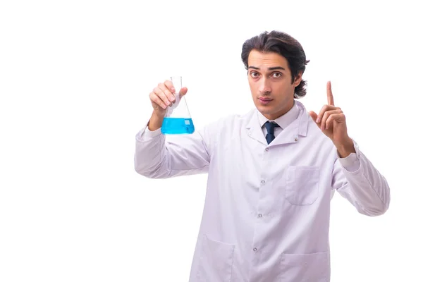 Junger Chemiker Isoliert Auf Weißem Hintergrund — Stockfoto