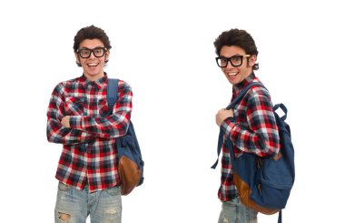 Beyaz tenli genç bir erkek öğrenci.