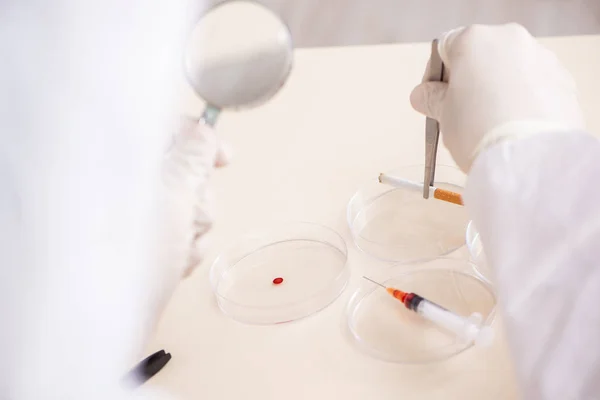 Joven criminólogo experto trabajando en el laboratorio — Foto de Stock