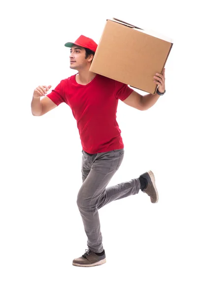 Young male courier with box — Stock Photo, Image