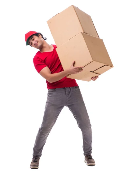 Young male courier with box — Stock Photo, Image