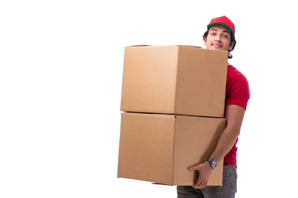 Young male courier with box — Stock Photo, Image