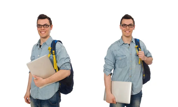 Joven estudiante masculino aislado en blanco — Foto de Stock