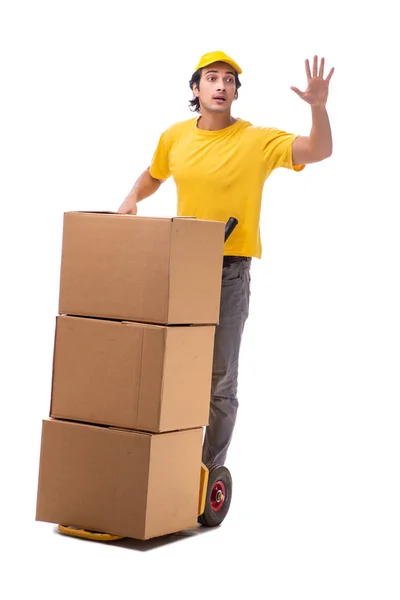 Young male courier with box — Stock Photo, Image