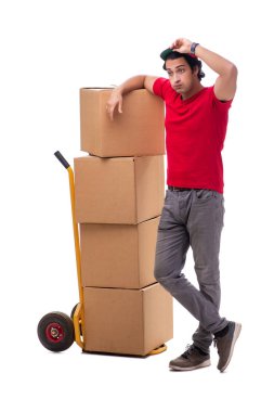 Kutusu ile genç erkek kurye