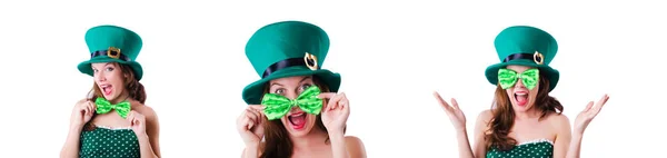 Young girl in saint patrick celebration concept — Stock Photo, Image