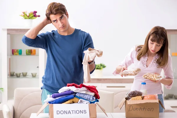 Concept of charity with donated clothing