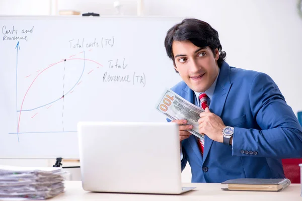 Busy businessman explaining business charts