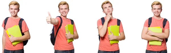 Jeune étudiant isolé sur fond blanc — Photo