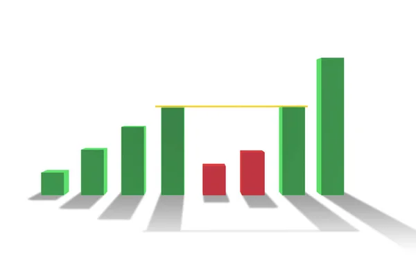 Balkendiagramm mit Wachstum - 3D-Darstellung — Stockfoto