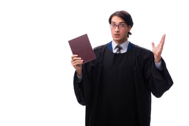 Genç yakışıklı Yargıç üzerinde beyaz izole