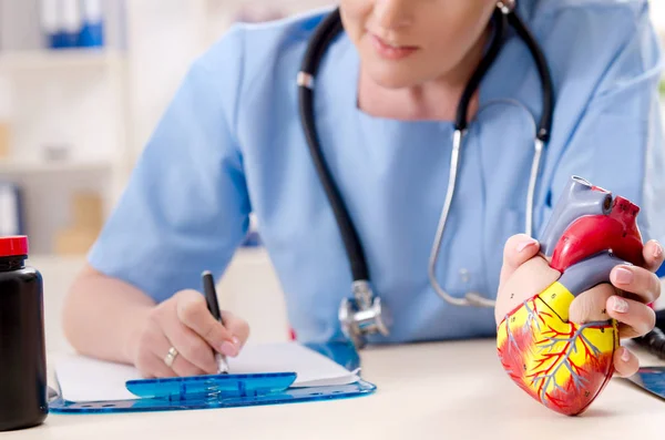 Female doctor cardiologist working in the clinic — Stock Photo, Image