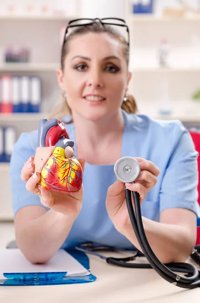 Female doctor cardiologist working in the clinic — Stock Photo, Image