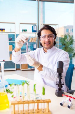 Laboratuarda çalışan erkek biyoteknoloji bilim adamı kimyacı