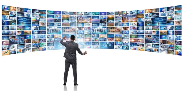 Concept of streaming video with businessman — Stock Photo, Image