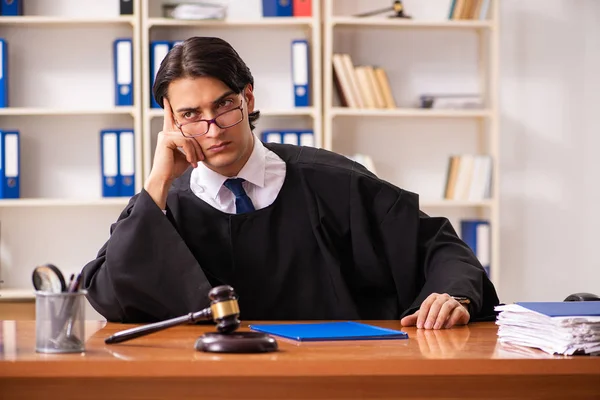 Young handsome judge working in court — Stock Photo, Image