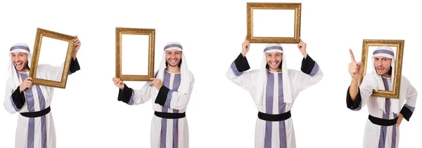 Αραβικά άνθρωπος με κορνίζα που απομονώνονται σε λευκό — Φωτογραφία Αρχείου