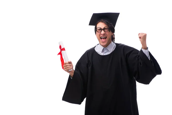 Ung vacker man examen från university — Stockfoto