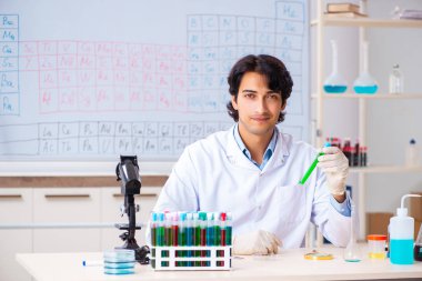 Laboratuvarda çalışan genç bir kimyager. 