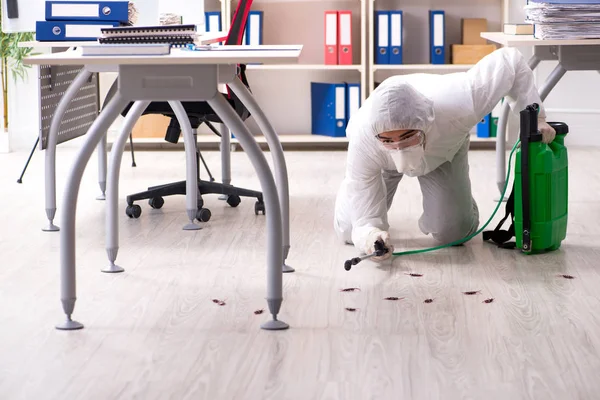 Contratista profesional haciendo control de plagas en la oficina — Foto de Stock