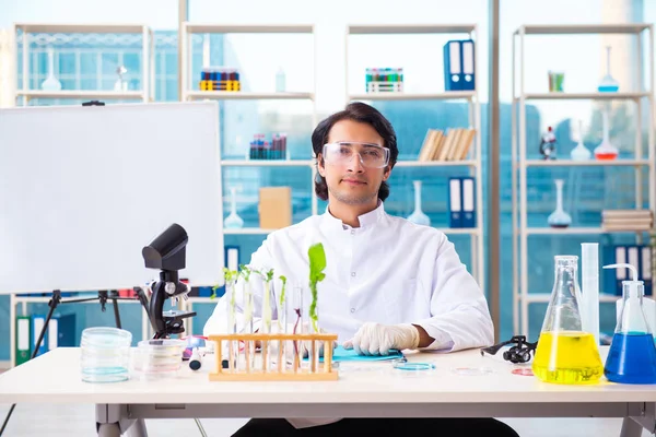 Hombre biotecnológico científico químico que trabaja en el laboratorio —  Fotos de Stock