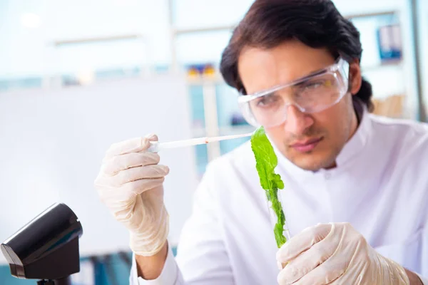 Hombre biotecnológico científico químico que trabaja en el laboratorio — Foto de Stock