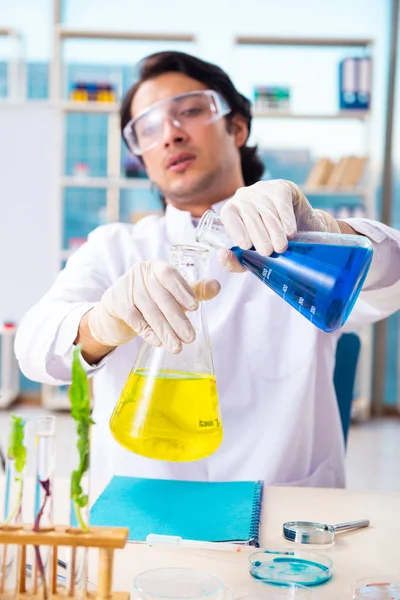 Mannelijke biotechnologie wetenschapper chemicus werken in het lab — Stockfoto