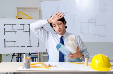 Projede çalışan genç yakışıklı mimar 