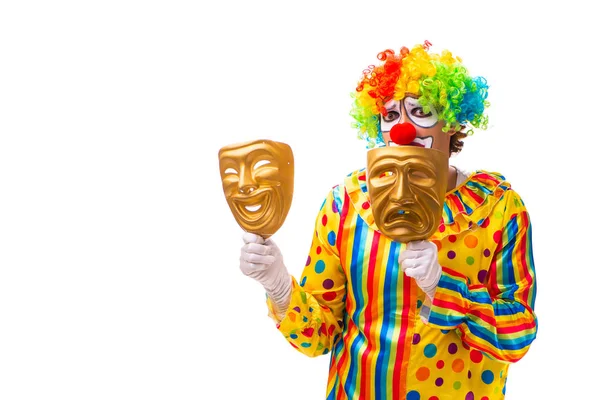 Male clown isolated on white — Stock Photo, Image