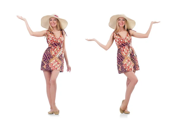 Krásné Tančící žena v letních šatech podal ruce, samostatný — Stock fotografie