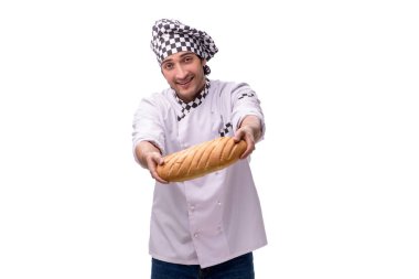 Beyaz izole genç erkek baker 